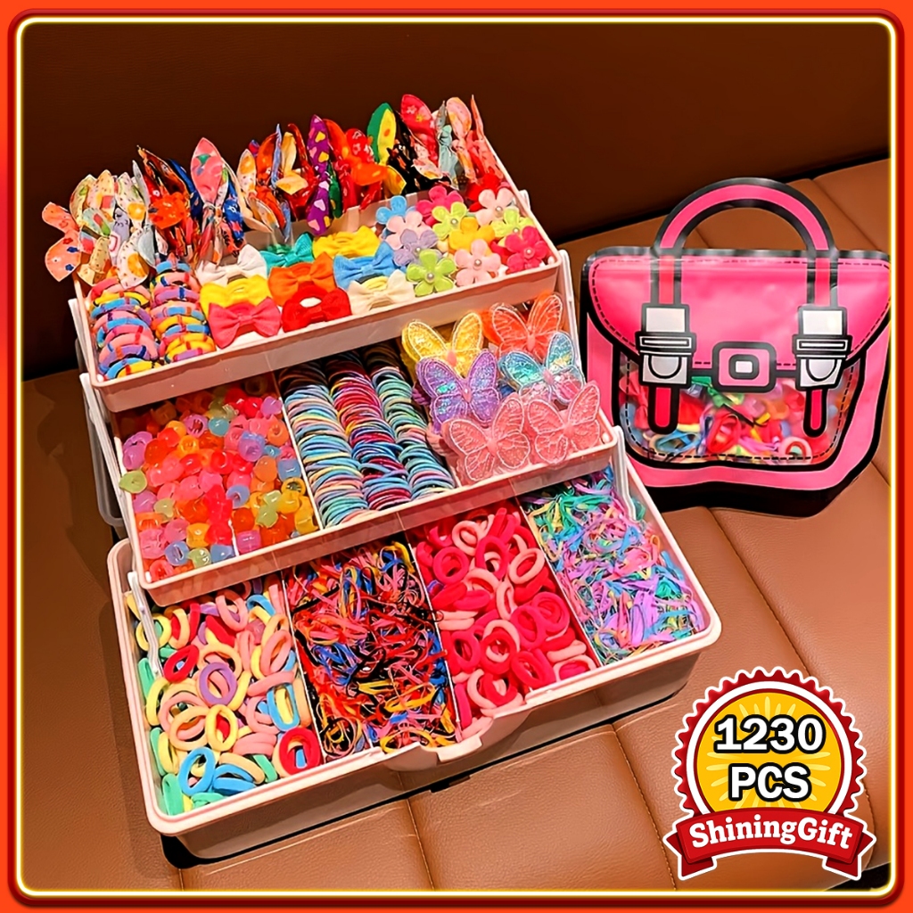 1230 ชิ้นผูกผมสําหรับสาวที่มีสีสันผสม Scrunchies & Bow ดอกไม้คลิปผมชุดยางยืดหยุ่นสําหรับเด็กผู้หญิง,ของขวัญวันเกิด