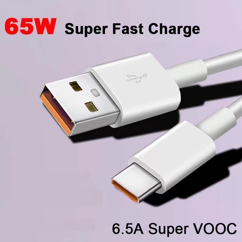 65W ประเภท C สาย Super vooc 2.0 Fast Charger USB Type C 6.5A สําหรับ OPPO A76 A95 A96 R17 Pro Reno 4