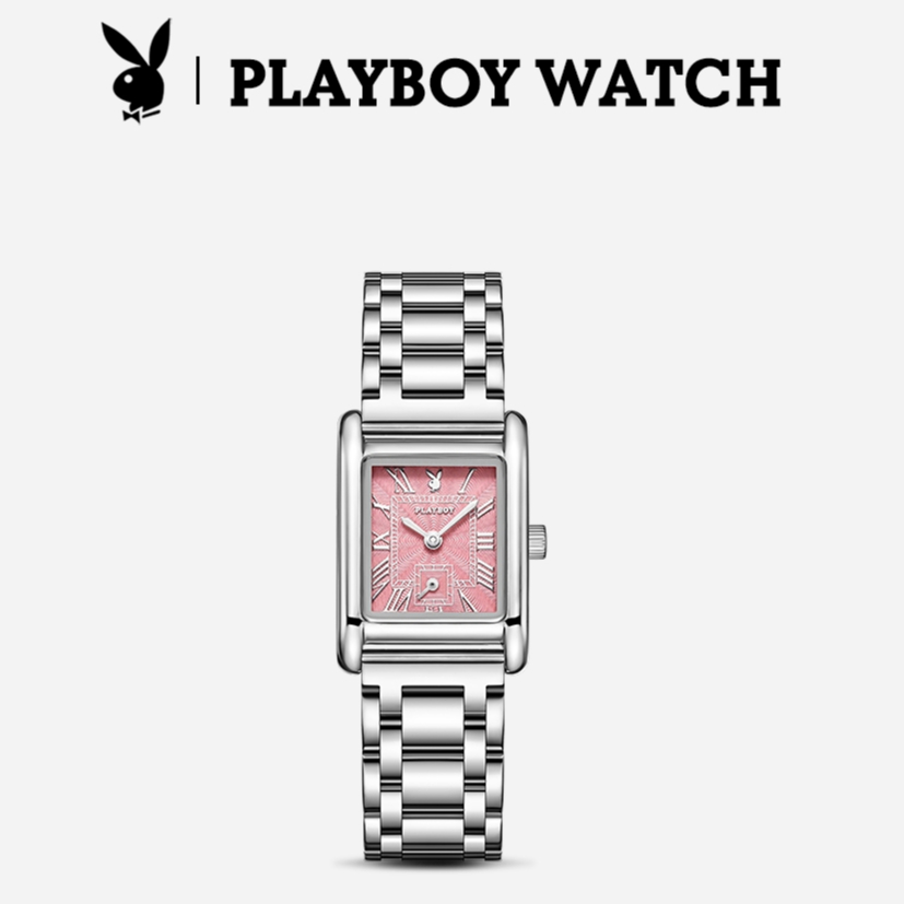PLAYBOY นาฬิกาข้อมือผู้หญิง กันน้ำ 100% สายสเตนเลส นาฬิกาผู้หญิง สีขาว สีดำ ทอง เงิน แฟชั่น 3126