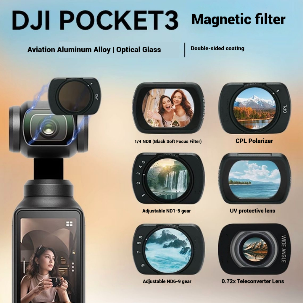 Sport Effect Filter สําหรับ DJI Osmo Pocket 3/4 UV CPL ND/PL Black Mist 1/2 1/4 1/8 LPR Star 1.2X ชุ