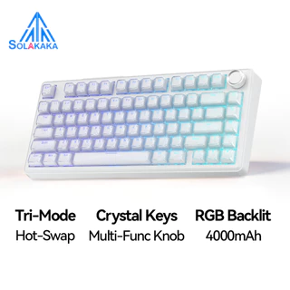 SOLAKAKA A75 คีย์บอร์ดเกมมิ่ง Mechanical Keyboard Tri-Mode RGB ขนาด 75% คีย์บอร์ดไร้สาย มี Knob