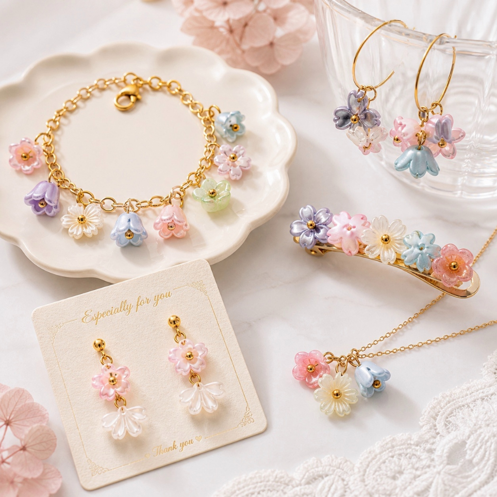 St.kunkka 10 ชิ้น ABS เลียนแบบไข่มุกดอกไม้ Charms Cherry Blossom จี้ DIY ต่างหูสร้อยข้อมือเครื่องประดับทํา Supply — صورة 4