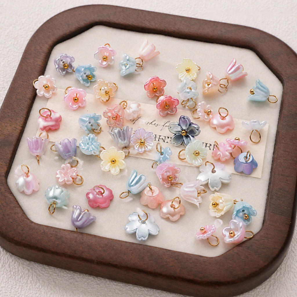 St.kunkka 10 ชิ้น ABS เลียนแบบไข่มุกดอกไม้ Charms Cherry Blossom จี้ DIY ต่างหูสร้อยข้อมือเครื่องประดับทํา Supply — صورة 6
