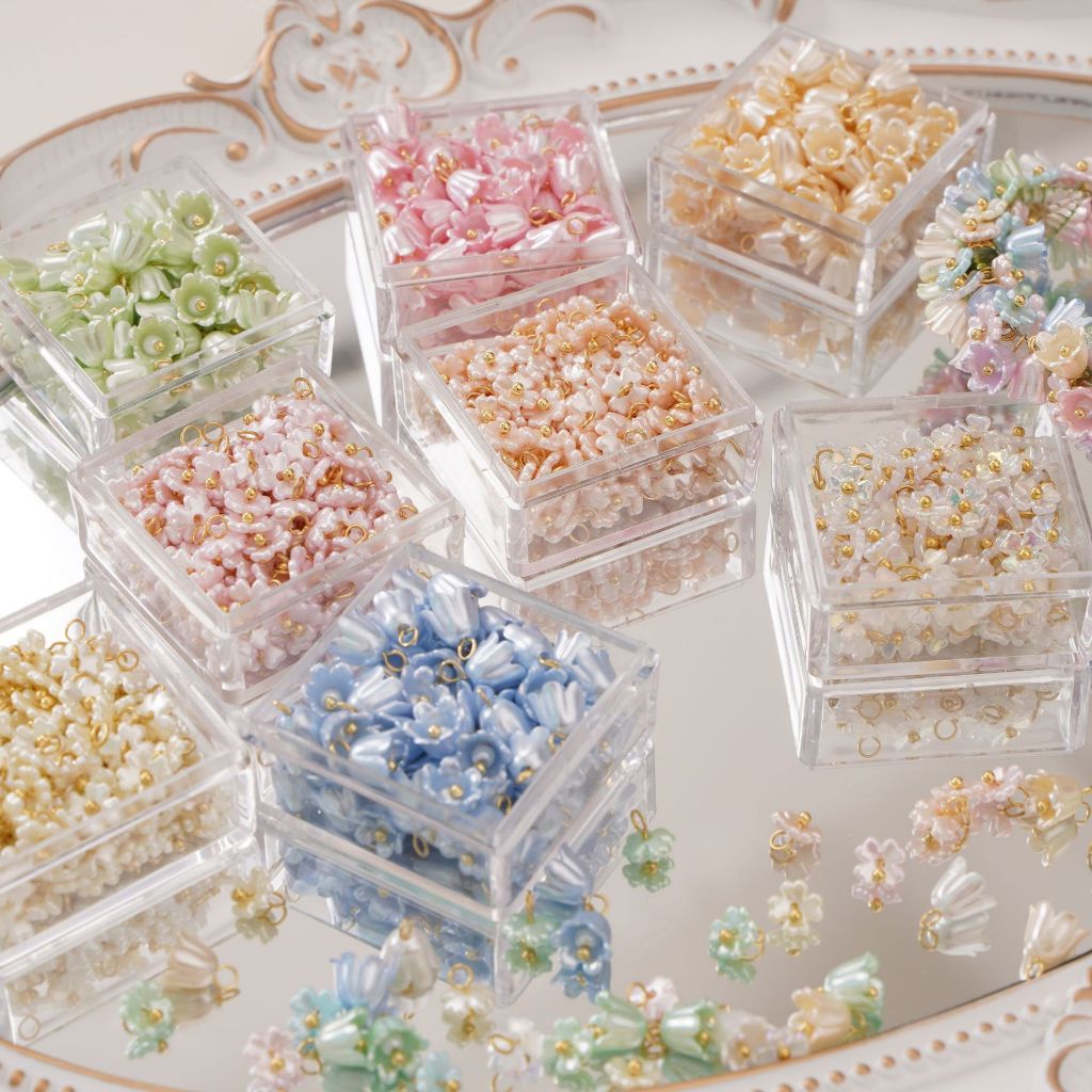 St.kunkka 10 ชิ้น ABS เลียนแบบไข่มุกดอกไม้ Charms Cherry Blossom จี้ DIY ต่างหูสร้อยข้อมือเครื่องประดับทํา Supply — صورة 3
