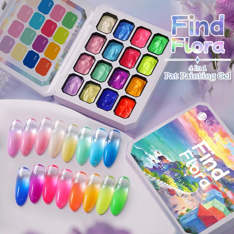 【Local】UR SUGAR เจลเพ้นท์สีเรืองแสง 16 สี ซีรีส์เนียน สำหรับการทำเกรเดียนท์ แสตมป์ วาดรูป เปลี่ยนสีได้ UV/LED ถอดออกง่ายแบบเจล