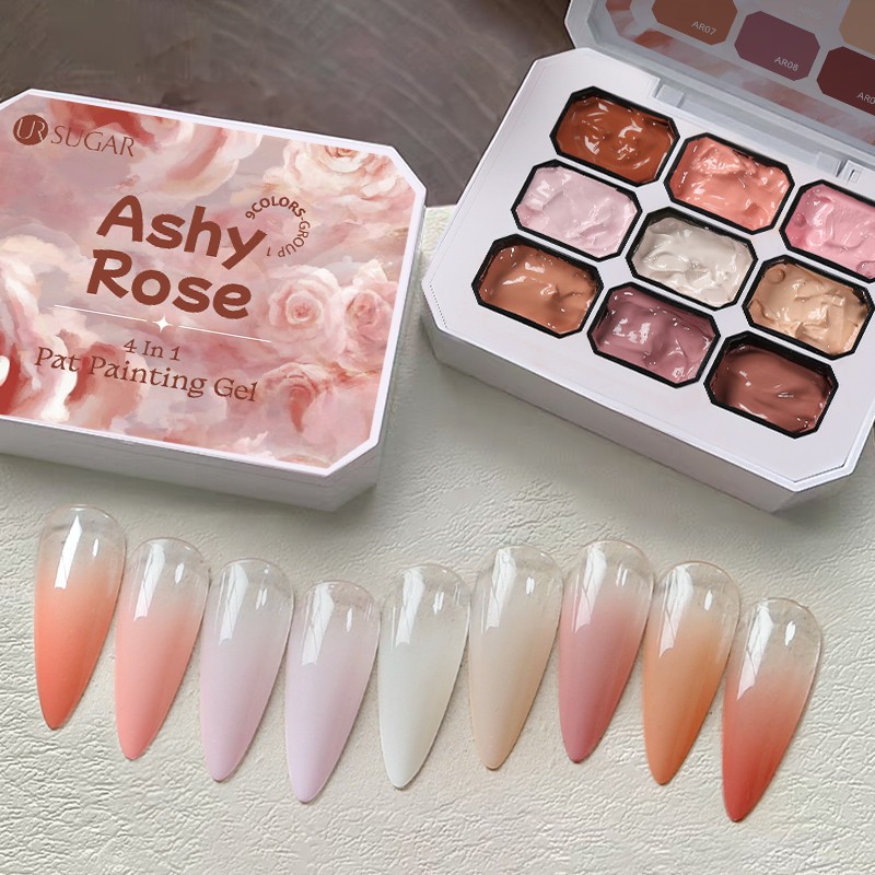 【Local】UR SUGAR Ashy Rose Pat จิตรกรรมเจล 4 In 1 เจล UV LED เจลเคลือบเงา Gradient Pat เล็บเจล