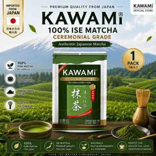 KAWAMI ISE Matcha ผงมัทฉะญี่ปุ่น 100% 100g | ผงชาเขียวเกรดพิธีการ | มัทฉะญี่ปุ่นสําหรับลาเต้ ขนมหวานและเบเกอรี่