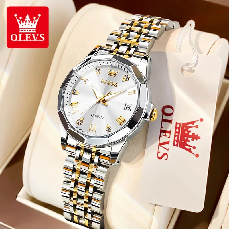 OLEVS นาฬิกาข้อมือผู้หญิง กันน้ํา 100% แท้ แฟชั่น แบรนด์เนม เล็ก สแตนเลส ส่องสว่าง ทอง สีขาว สีฟ้า รับประกัน นาฬิกาควอตซ์ แฟชั่น 3 ปี ของขวัญวันเกิดผู้หญิง นาฬิกาหญิง 9931