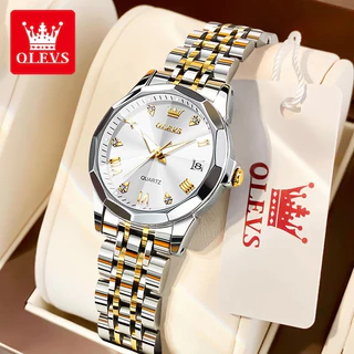 OLEVS นาฬิกาข้อมือผู้หญิง กันน้ํา 100% แท้ แฟชั่น แบรนด์เนม เล็ก สแตนเลส ส่องสว่าง ทอง สีขาว สีฟ้า รับประกัน นาฬิกาควอตซ์ แฟชั่น 3 ปี ของขวัญวันเกิดผู้หญิง นาฬิกาหญิง 9931