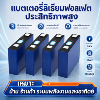 PowMr 3.2V 54Ah 4pcs Lifepo4 แบตเตอรี่ Prismatic เซลล์เกรด A Deep Cycle 4000 + รอบสําหรับระบบพลังงานแสงอาทิตย์ RV รถกอล์ฟ DIY 12V 24V 48V แบตเตอรี่ Pack