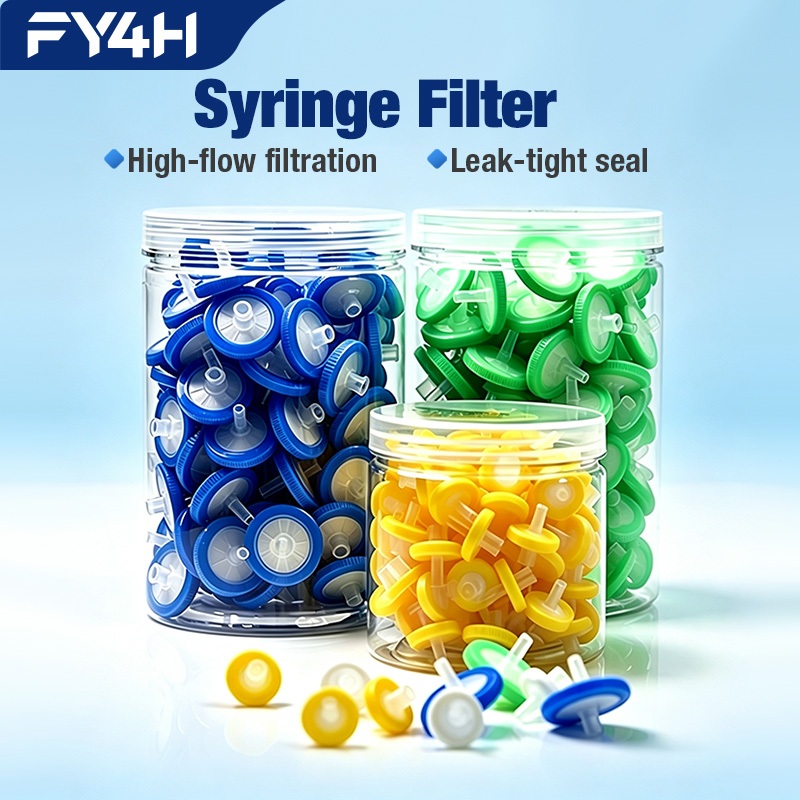 FY4H Syringe Filter 0.22μm 0.45μm 13mm 25mm PES MCE Nylon 100pcs – Leak-Tight Low Binding for Lab Us