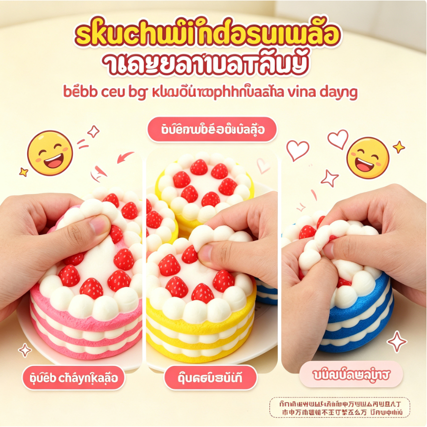 N&U Kawaii เค้กช้า Rising ความเครียดบรรเทาบีบของเล่นเด็ก PU 