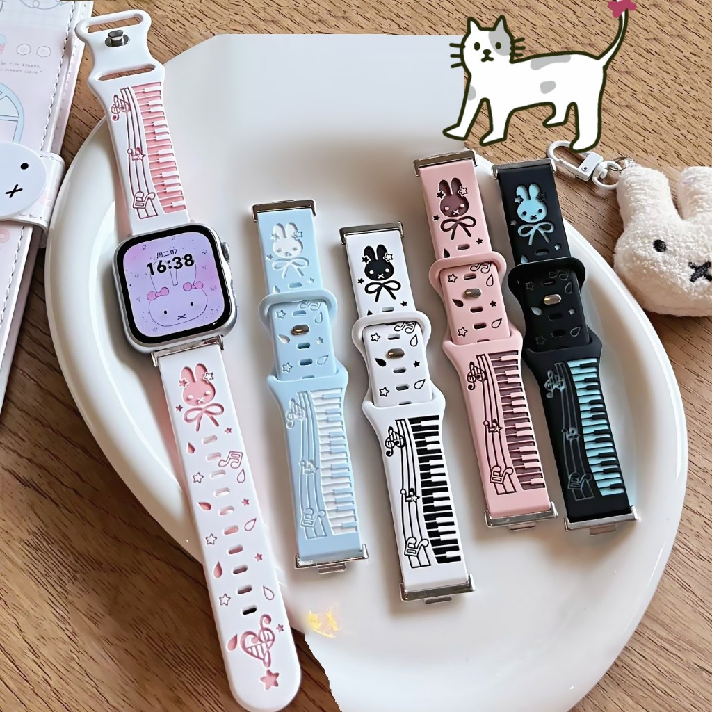 Carved Piano Bunny สาย Redmi Watch 6 Active Strap Redmi Watch 6 lite สาย Redmi Watch 5 Active Strap Silicone สาย Redmi Watch 5 lite Strap Redmi Watch 4 /5/6/ Redmi 5 Soft Redmi 6 Redmi 3 lite สาย Redmi Watch 3 Active Strap Rubber mi band 10 pro สาย