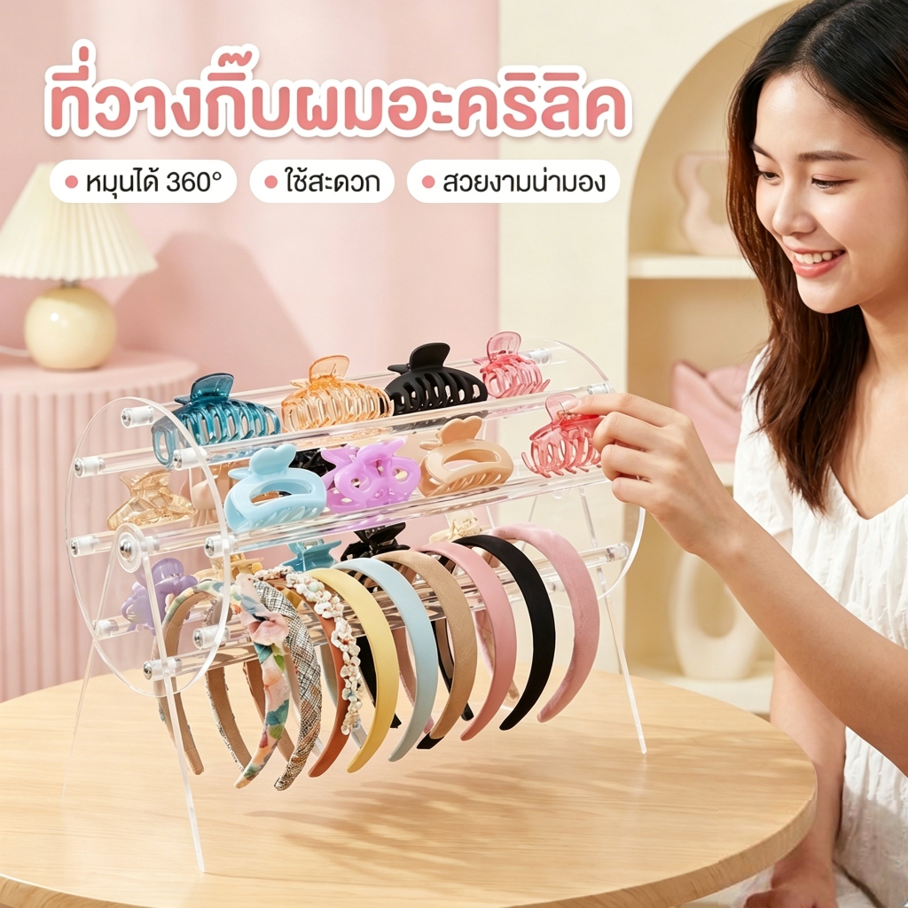 กรงเล็บ คลิป อะคริลิค ที่ยึดหมุน 360 องศา ใส จัดเก็บอเนกประสงค์ ขาตั้งใส่กิ๊บติดผมอะคริลิค ที่เก็บกิ๊บจระเข้ ขาตั้งโชว์อุปกรณ์แต่งผม หมุนได้ 360 องศา โต๊ะเครื่องแป้ง อะคริลิคใส