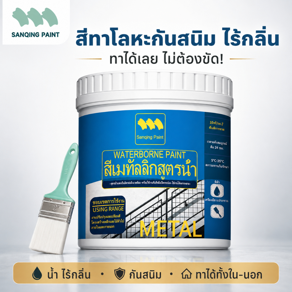 【แห้งไว 1 ชม.】SANQING สีทากันสนิม กันน้ำ กันแดด แห้งเร็ว สีส