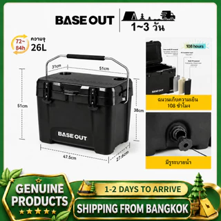 BASEOUT กล่องฉนวนกันความร้อนกลางแจ้งแคมป์ปิ้งกล่องเก็บความเย็นความจุขนาดใหญ่ 16L/26L/36L
