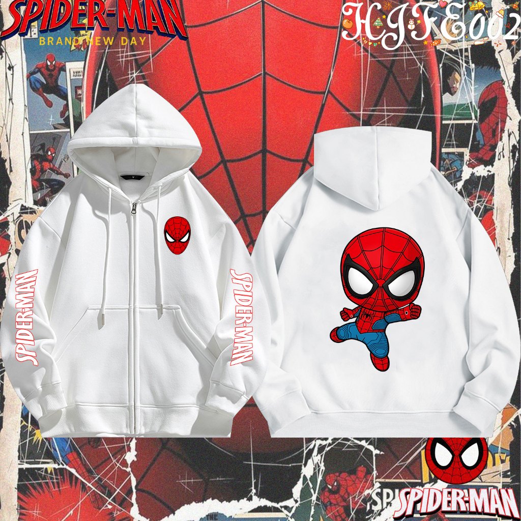 การ์ตูน Spider Man Zipper Hoodie เสื้อฮู้ดผ้าฝ้ายแท้ ทนทานต่อการหดตัวและยับย่น เหมาะสำหรับทั้งผู้ใหญ่และเด็ก#013