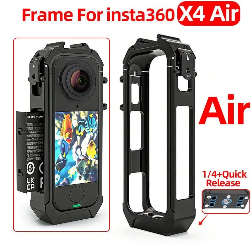 กรงพลาสติกปลดเร็วสำหรับ Insta360 X4 Air เคสกรอบป้องกันอเนกประสงค์พร้อมอุปกรณ์เสริมสำหรับติดกล้อง 360 องศาบนพีซี Plastic Frame Case