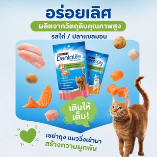 Purina Dentalif Cat Dental Treats for Oral Care - รสปลาแซลมอนหรือไก่ 50g/170g | การควบคุมทาร์ทาร์ ทําความสะอาดฟัน ขนมแมว