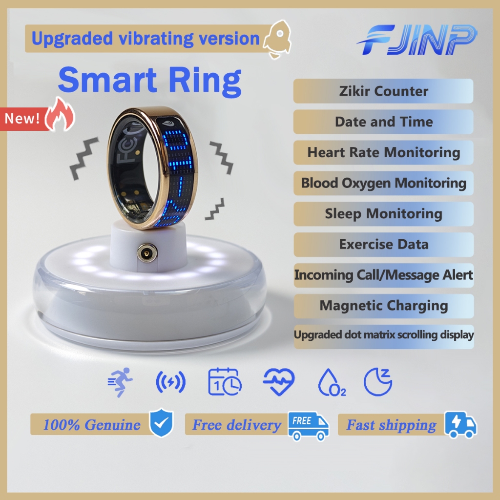 Upgraded vibration Zikir Ring | Smart Digital Tasbih Tally Counter | กันน้ำ | พร้อมหน้าจอลอย | ติดตา