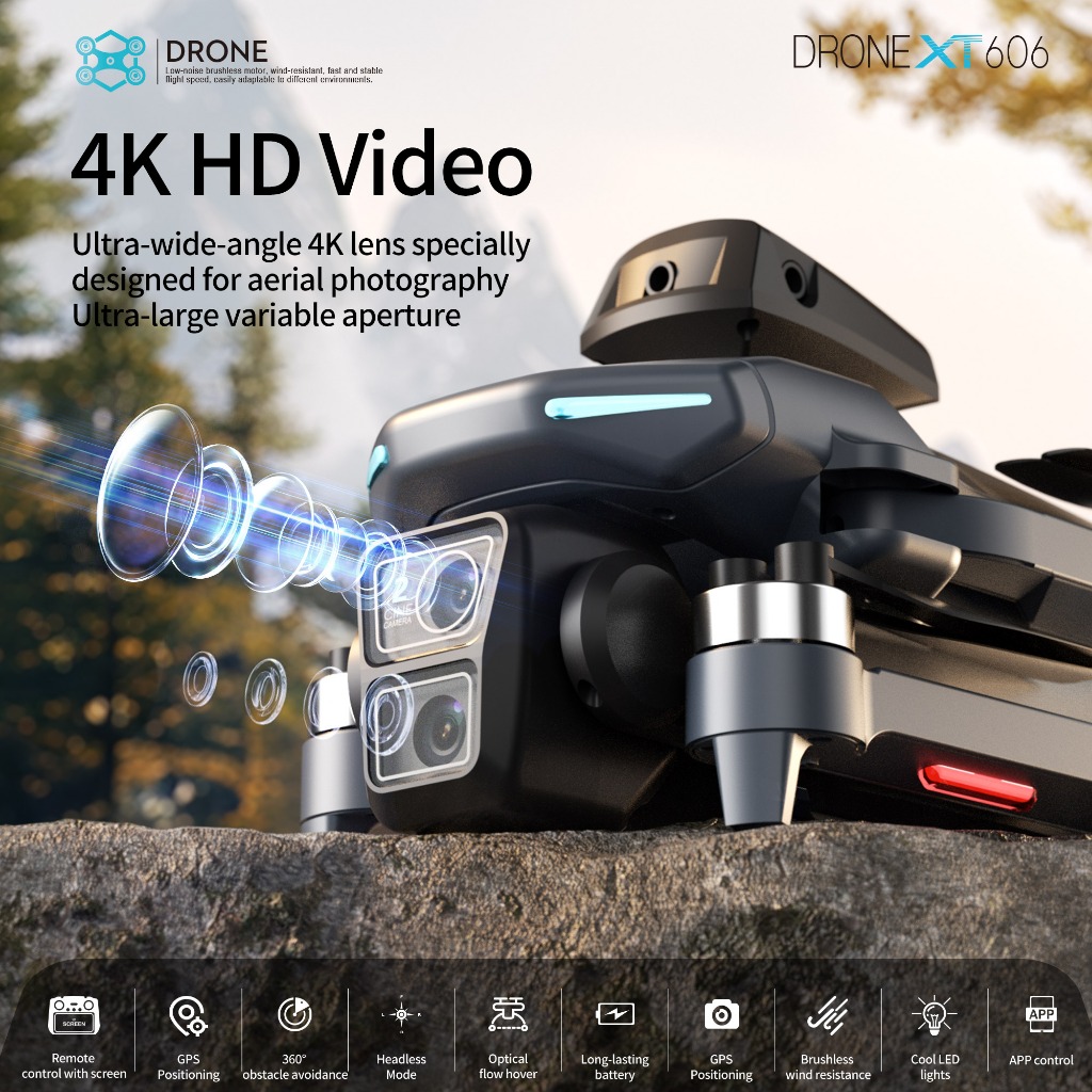 XT606GPSUAV Quadcopter 4KCamera 30 นาทีเที่ยวบินมอเตอร์ไร้แปรงกระแสเงินสดโหมดหัวขาดอัตโนมัติกลับ