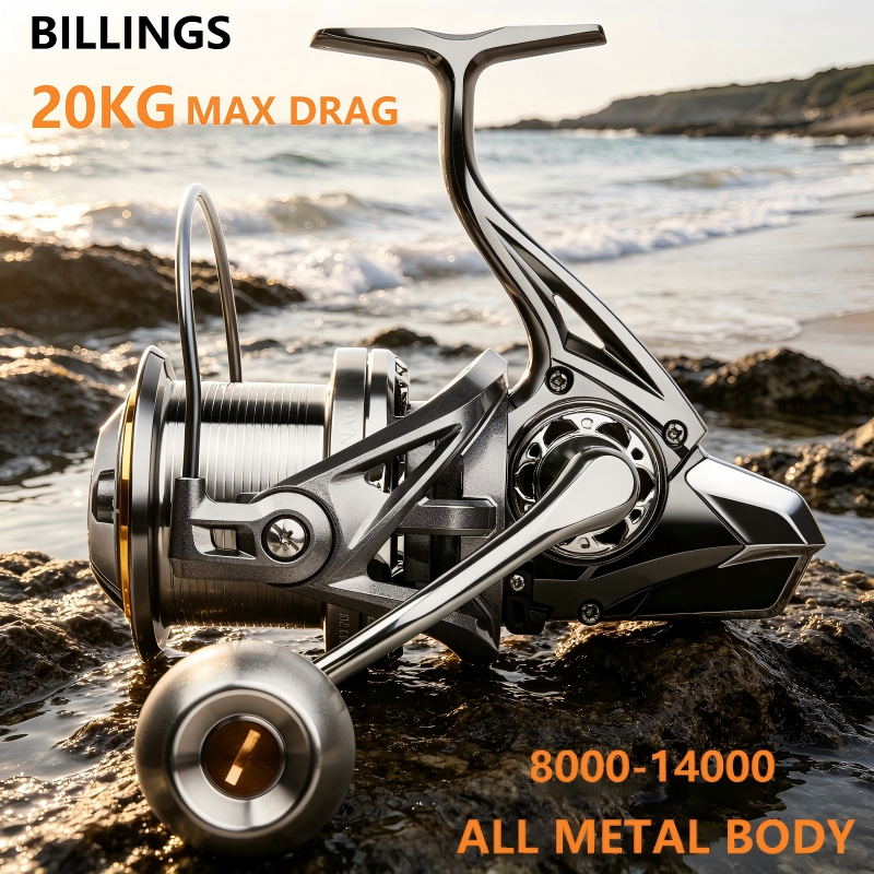 BILLINGS NAG Series Super Smooth ที่มีประสิทธิภาพ Spinning Reel, 44.09LB ลากสูงสุดอลูมิเนียม Spool 6 + 1 Shielded แบริ่ง 4.8:1 อัตราส่วนเกียร์สูงทนทานโลหะก่อสร้าง