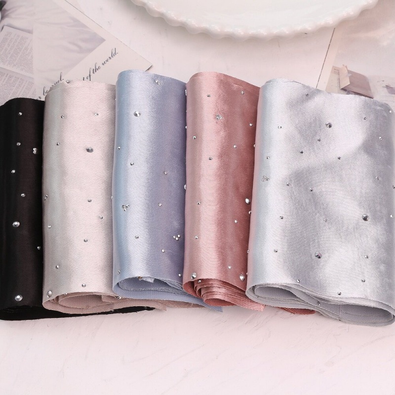 2M K-แฟชั่นสไตล์ซาติน Scrunchie DIY วัสดุ, Hotfix Rhinestone ผม Tie ผ้า, Starlight Handmade Craft ริบบิ้นสําหรับอุปกรณ์เสริมผม Bows
