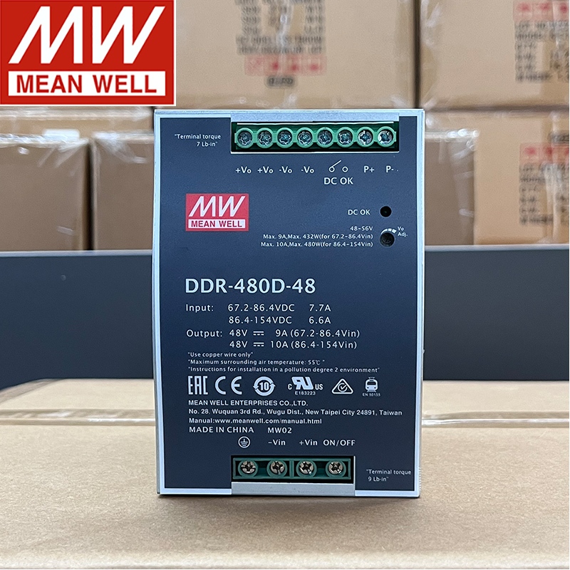 MEAN WELL DDR-480B/480C/480D series DC เป็น DC ประเภทราง switching power อุปกรณ์ 12V 24V และ 48V เอา