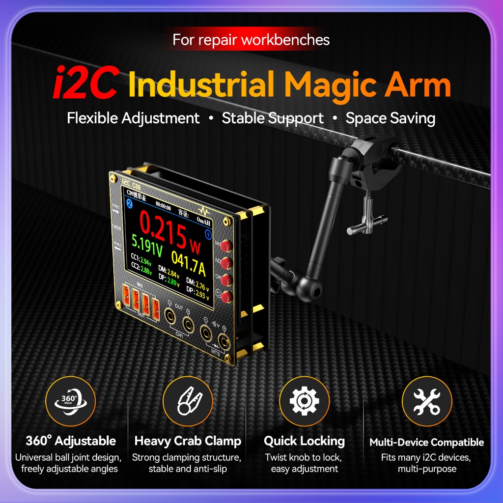 I2C C09 ขาตั้งสินค้า แขนวิเศษพิเศษ 360° ปรับมุมได้อย่างอิสระเหมาะกับอุปกรณ์เดสก์ท็อป ฉัน2ค จํานวนมากหลายใช้เมา
