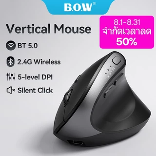 BOW MW261/MD190 Series เมาส์ตามหลักสรีรศาสตร์เมาส์สองโหมด 2.4G ไร้สาย/บลูทูธรุ่นชาร์จสําหรับเดสก์ท็อปโน้ตบุ๊คแล็ปท็อป