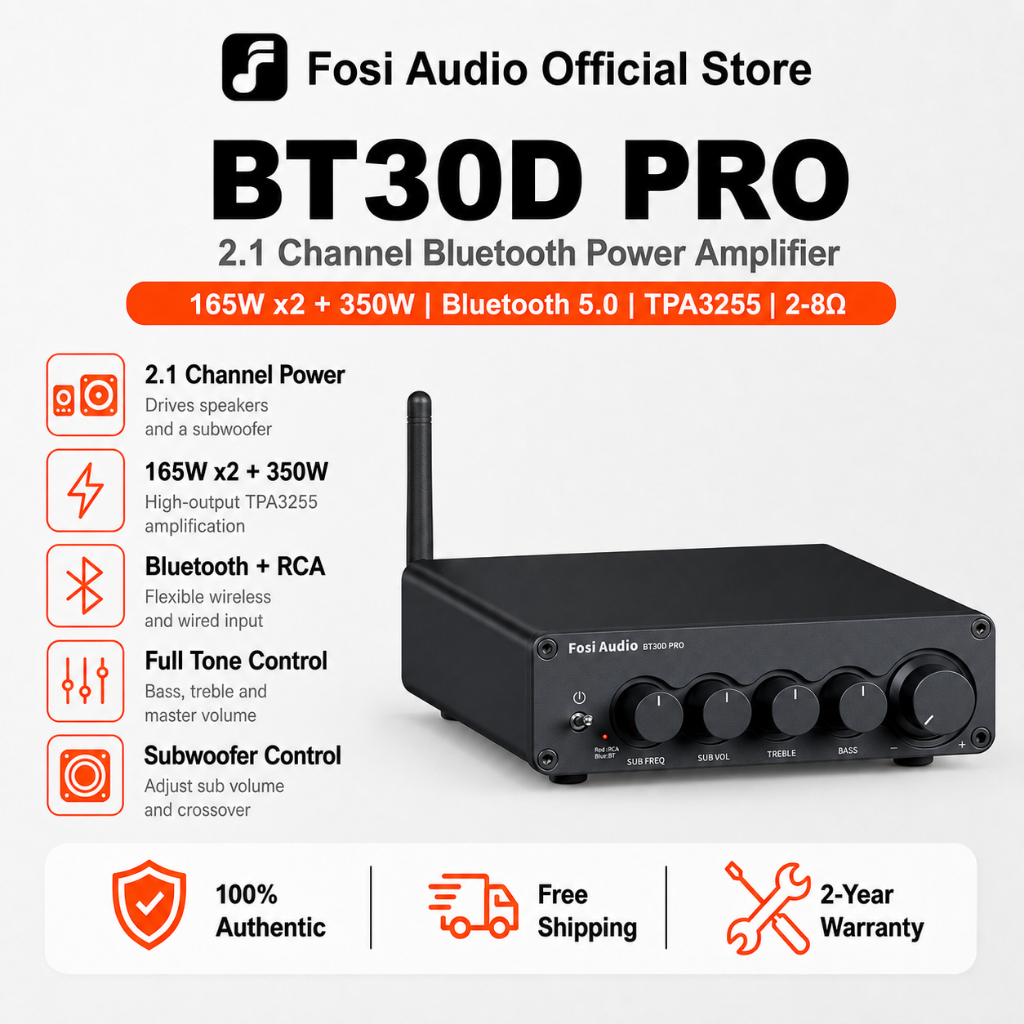 Sesi Audio BT30D Pro TPA3255 Hi-Fi Bluetooth 5.0 เครื่องขยายเสียงเสียงสเตอริโอ 2.1 Channel Mini Clas