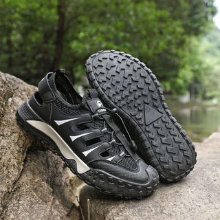 COD Men Hollow Quick Drain Water Sandals หนา Anti Slip Sole สําหรับ River Wading Beach กิจกรรม #H102
