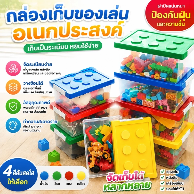 [cxGUYU] Kids Building Block Storage Box Toys Organizer Stackable Block Case Container Booksที่ใส่เครื่องเขียน Sundries Snack Container PRTA