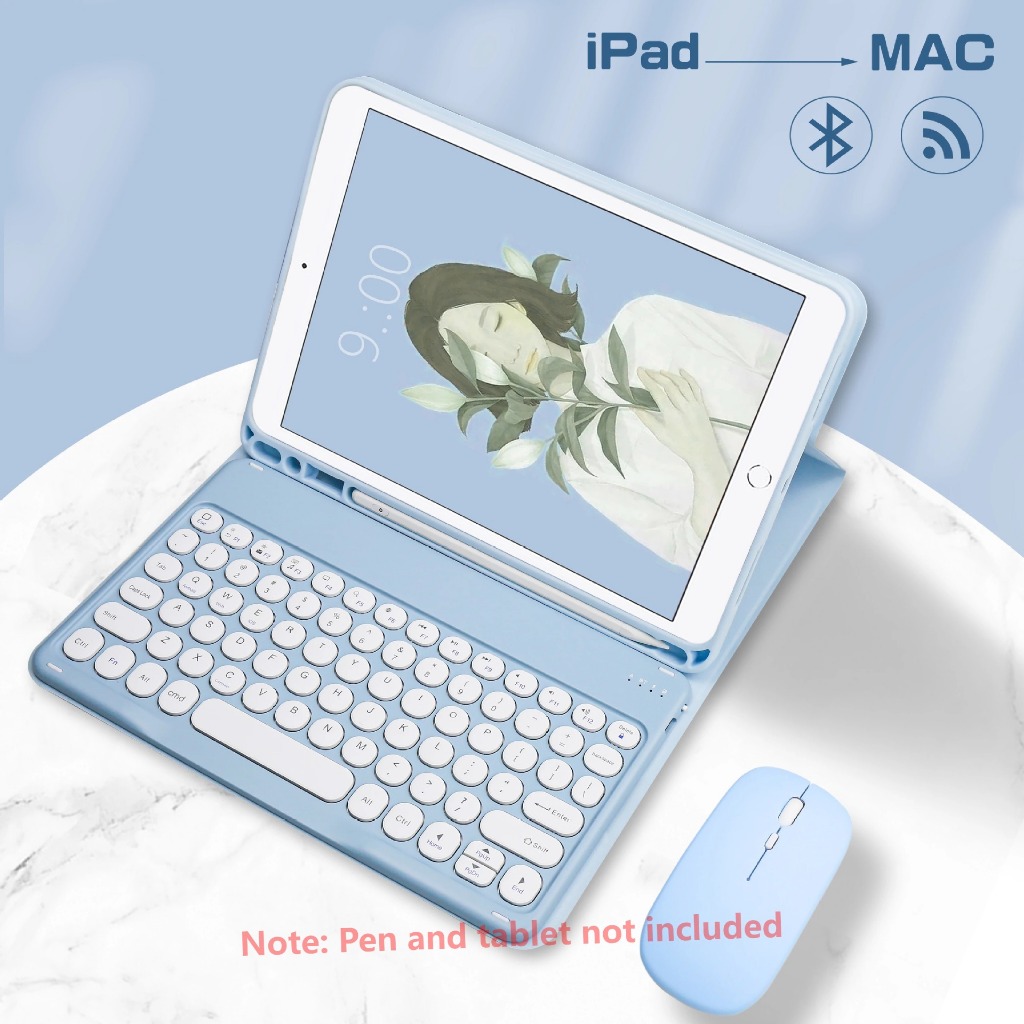 เคสคีย์บอร์ดบลูทูธสําหรับ Lenovo Tab M11 / Tab ldea 11 / M10 Plus เงียบรอบคีย์คีย์บอร์ดเมาส์