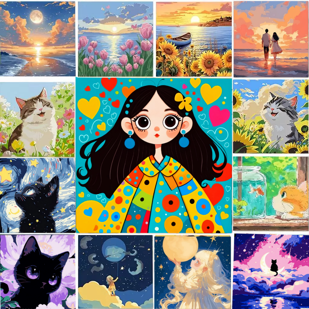 ระบายสีตามตัวเลข 20*20 ซม มีสี พู่กัน ภาพวาดตกแต่งอะคริลิค วาดภาพสีน้ำมันดิจิตอล ของขวัญ DIY เฟรมผ้าใบ สมใจ  เฟรมผ้าใบวาดรูป รูปที่ 9