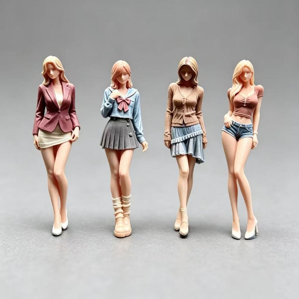 1: 64 Miniature สีขาวรุ่น Miniature ตุ๊กตาทรายตารางรถฉากการจับคู่เดสก์ท็อปตกแต่งภาพวาด Unpainted รุ่นตุ๊กตา