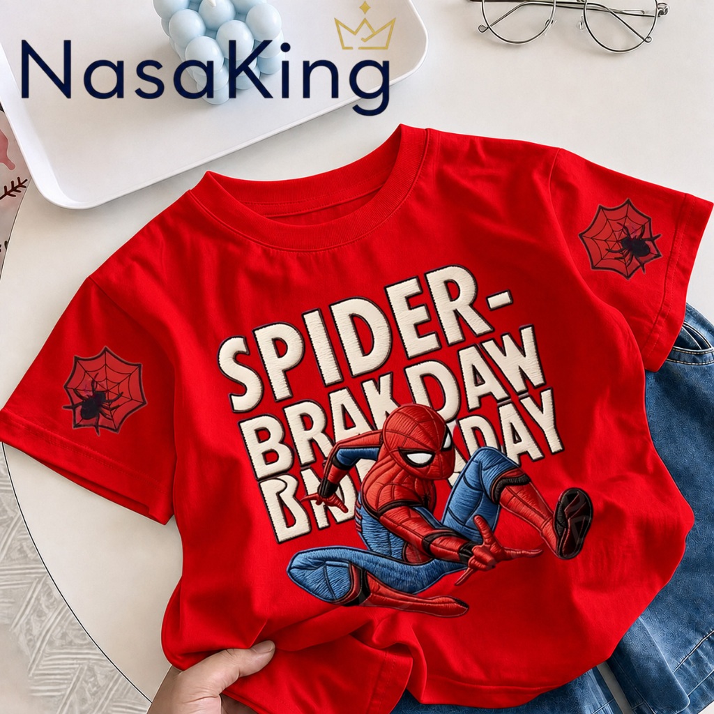 【พร้อมส่ง 24 ชม.】 เสื้อยืดเด็กแขนสั้น Spider ลายการ์ตูนเท่ เสื้อเด็กผู้ชาย ผ้านิ่ม ใส่สบาย