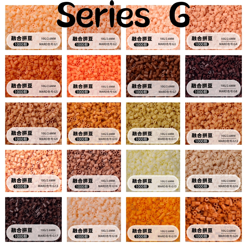 【Series G-H-M】1000PCS 281-Colors Fuse Beads, MARD 2.6mm DIY Perler Beads Craft Materials