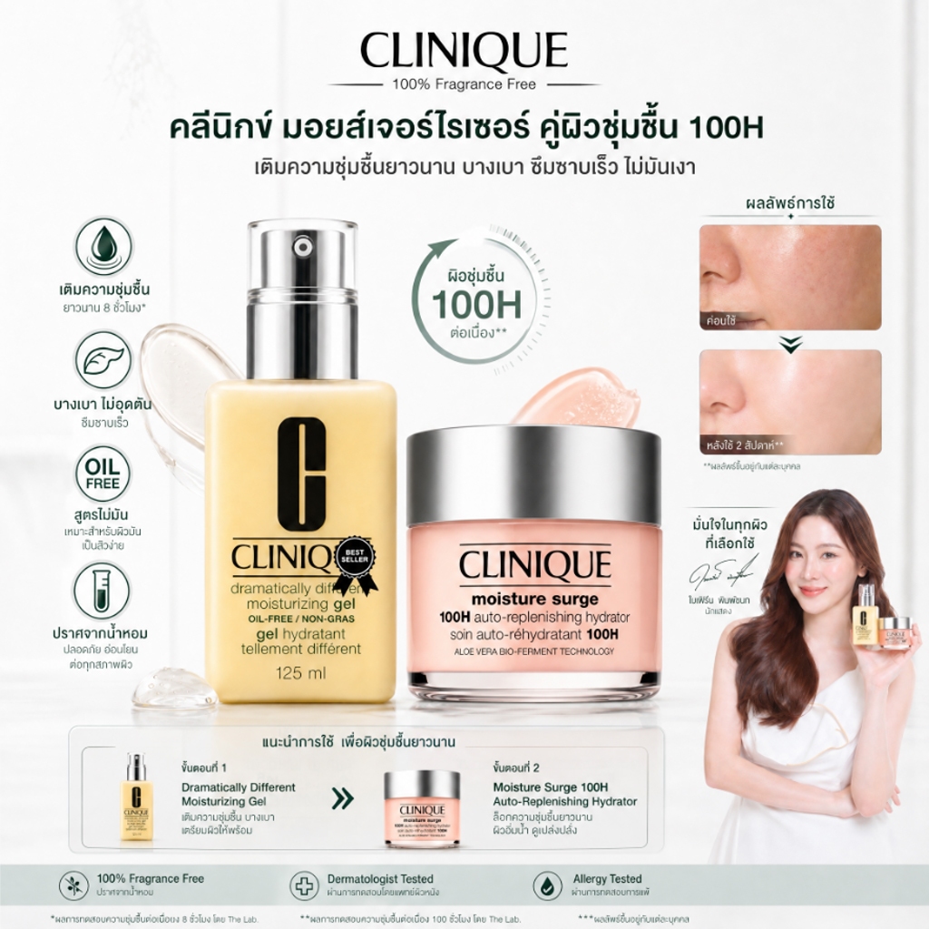 [ร้านค้า 125ml และรับของขวัญสุดพิเศษ] Clinique Dramatical Different Moisturizing Gel & Ultimate Hydration