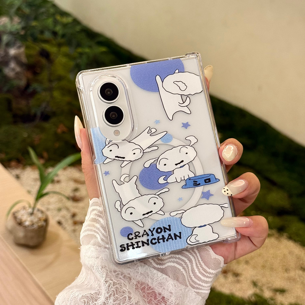เคสพับสําหรับ Magnetic Samsung Galaxy Z Fold8 Wide Z Fold8 Ultra/7/6/5 New Case การ์ตูนน่ารัก Xiaoxin Xiaobai โครงยึด ป้องกันการลื่นไถลและขีดข่วน เปลือกโทรศัพท์พับของซัมซุง