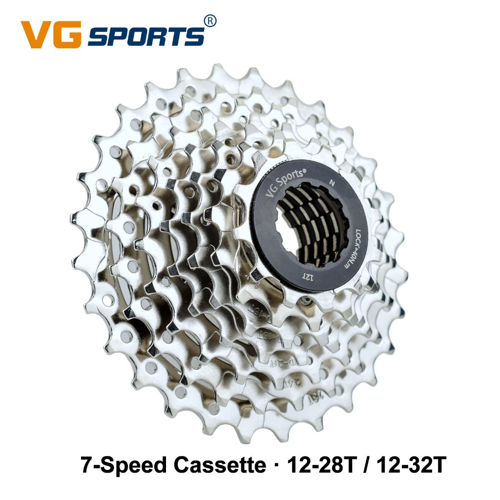 VG SPORTS 7-Speed Cassette HG Freehub 12-28T / 12-32T HG Freewheel สําหรับจักรยานเสือภูเขาและถนน Hyp
