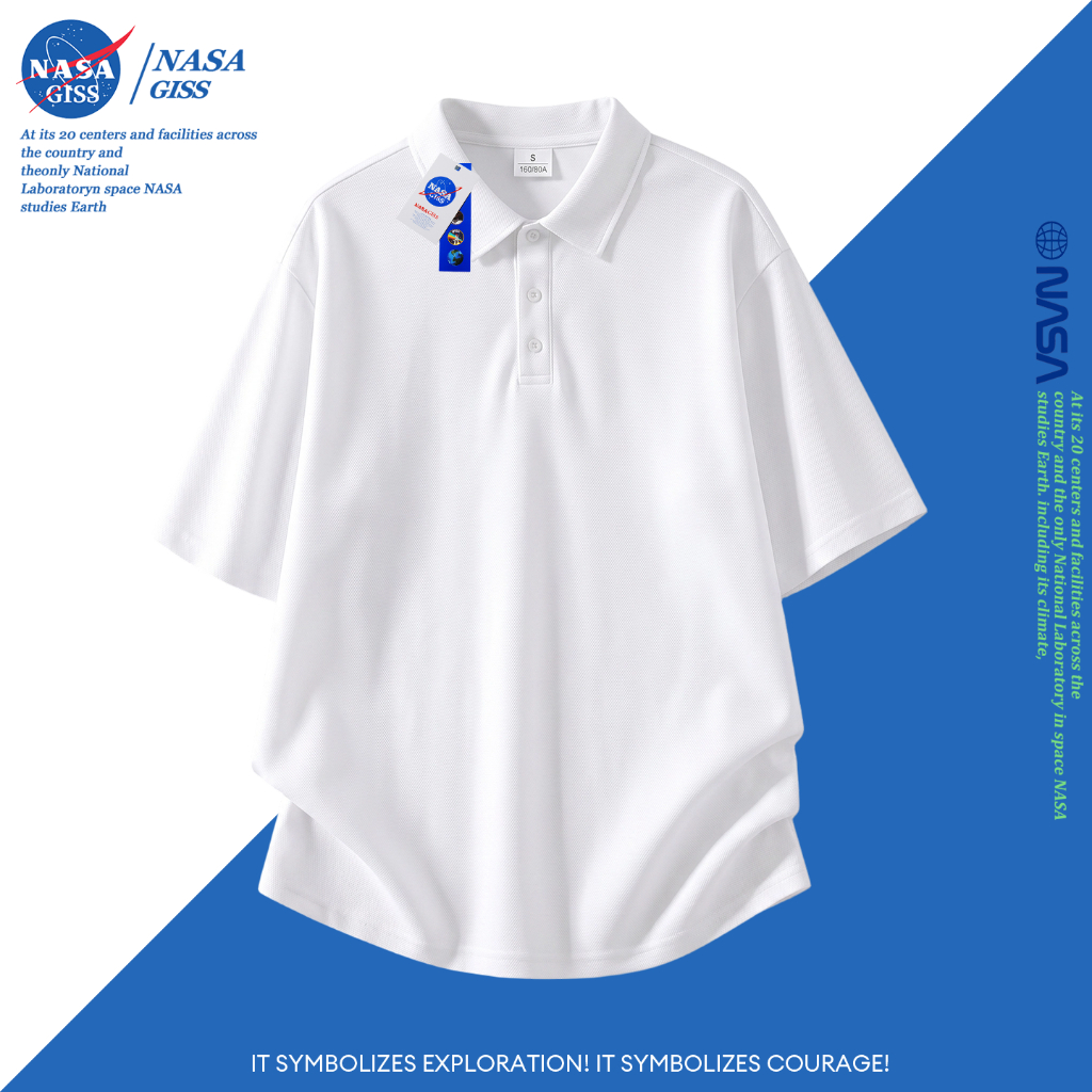 NASA เสื้อโปโล ผู้ชายผู้หญิง ทรงสวย แขนสั้น summer POLO สีพื้น ไม่ยับง่าย ผ้าเย็นใส่สบายโพลีเอสเตอร์ ระบายอากาศ