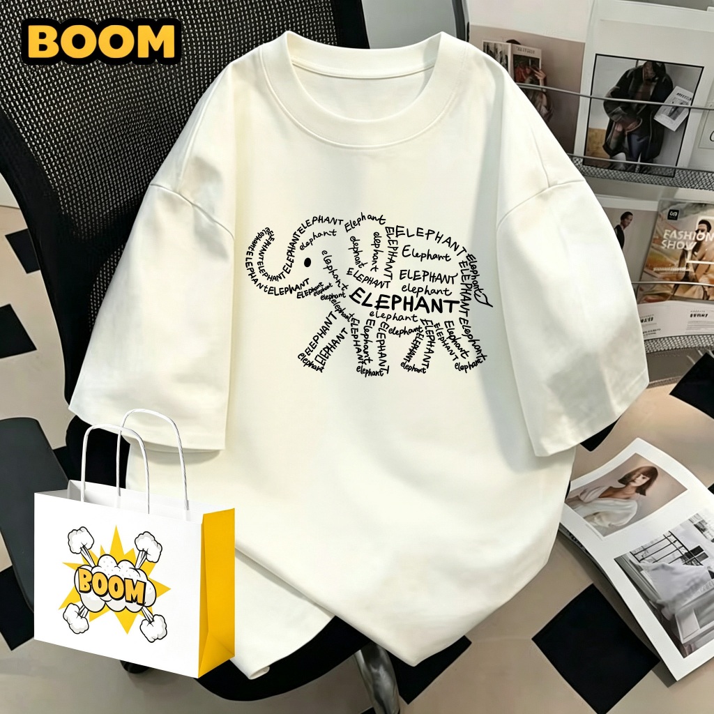 【จัดส่งจากกรุงเทพฯ】BOOM แขนสั้น ยูนิเซ็กส์ ฤดูร้อน เสื้อยืดคอกลม ผ้าฝ้าย 100% สไตล์มินิมอล ระบายอากาศดี