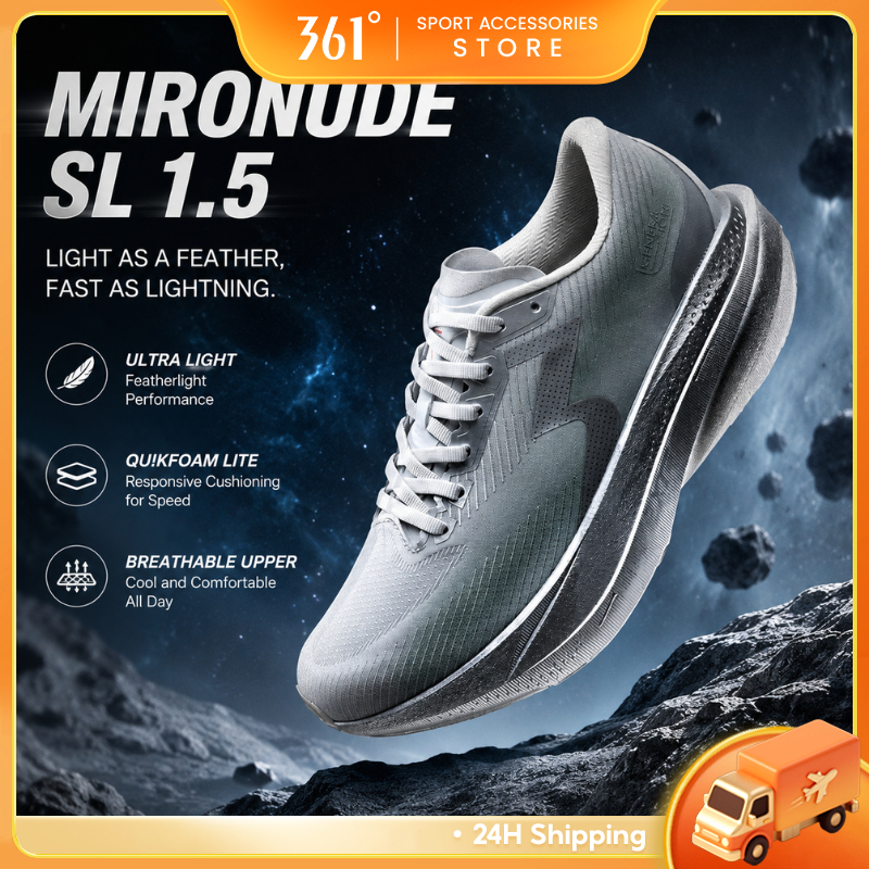 361 Degrees Mironude SL 1.5 รองเท้าวิ่งน้ําหนักเบา Plateless 5K-20K Race Training High Rebound รองเท้าผ้าใบสําหรับผู้ชายผู้หญิง 672642222