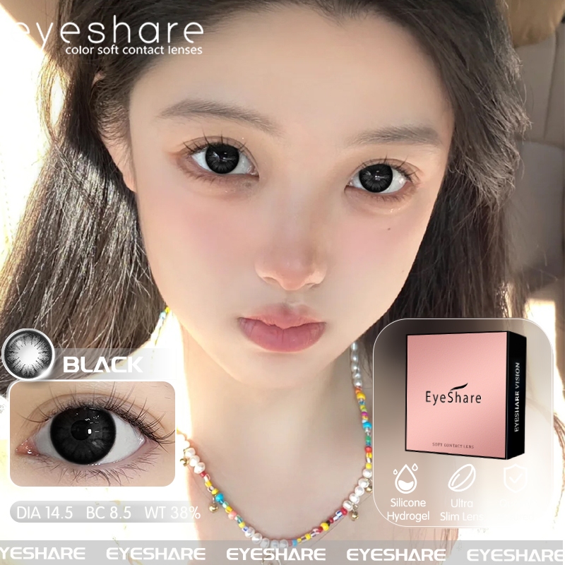 Eyeshare มีค่าสายตา 0.00‑‑4.00 คอนแทคเลนส์สีดำ BIGEYE ราย 6เดือน 14.5มม. 1คู่