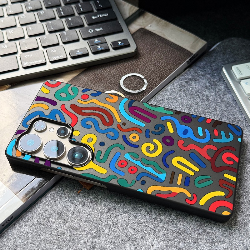 SAMSUNG Artistic Graffiti Micro Matte Frosted Hardเคสโทรศัพท์สําหรับSamsung S26 Ultra S25 Ultra S24 Ultra S24 FE S23 Ultra S22 S21 FE S20 A56 A55 A53 A16 กันกระแทกป้องกันลายนิ้วมือ