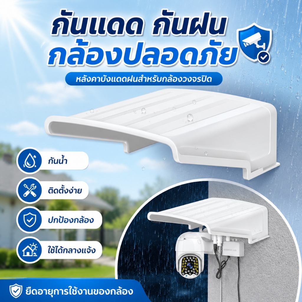 [COD] ฝาครอบกล้องวงจรปิด กันแดด กันฝน กันน้ำ Sun Rain Shade ป้องกันกล้อง  สำหรับติดผนัง บ้าน สวน ลานกลางแจ้ง