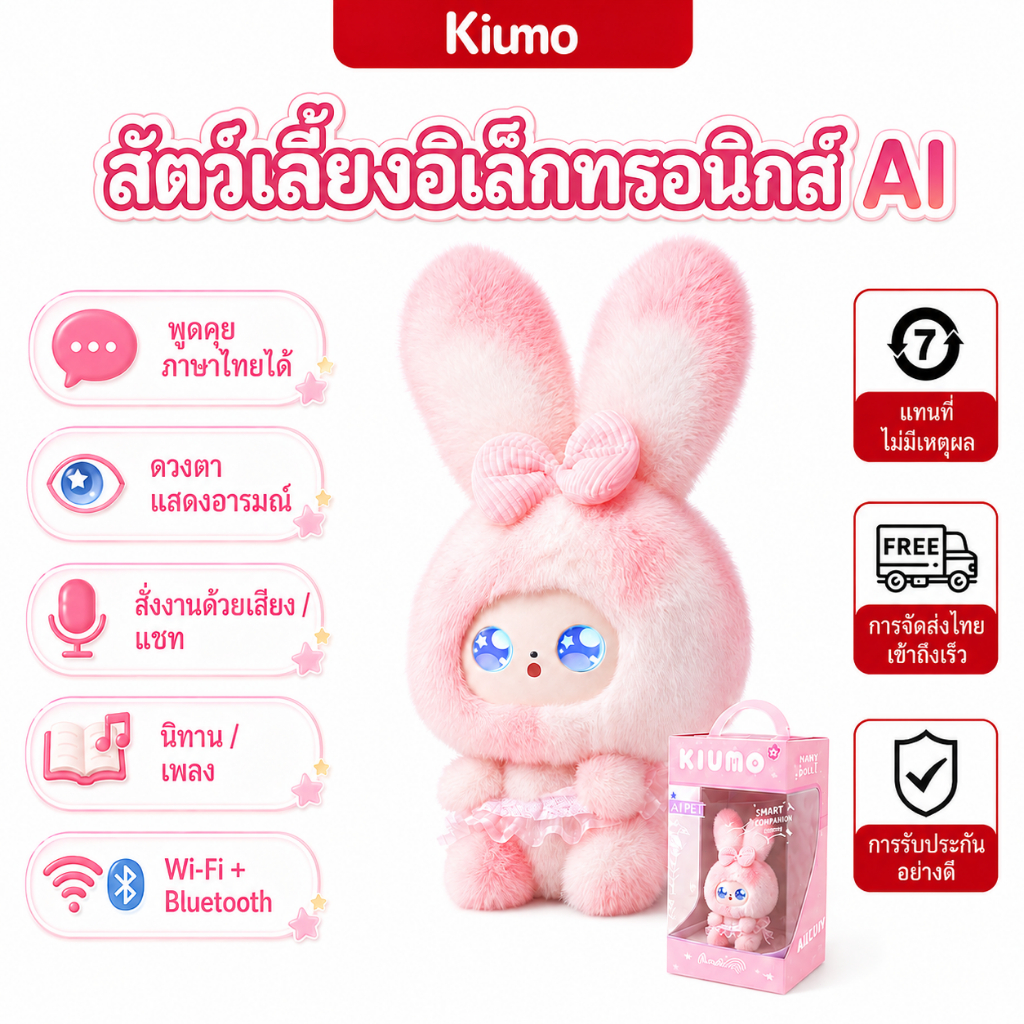 Kiumo ตุ๊กตา AI พูดภาษาไทยได้ ตุ๊กตาพูดได้ เล่านิทาน ฝึกภาษาอังกฤษ ของเล่นเสริมพัฒนาการ ของขวัญเด็ก
