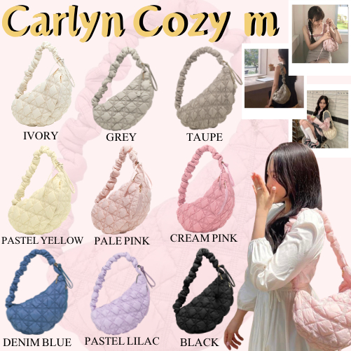 (พร้อมส่ง) Carlyn Cozy M Bag สี BLACK/IVORY/GREY/TAUPE/PASTEL YELLOW/PALE PINK/CREAM PINK/DENIM BLUE/PASTEL LILAC กระเป๋าคาร์ลิน ของแท้ จากช็อปเกาหลี
