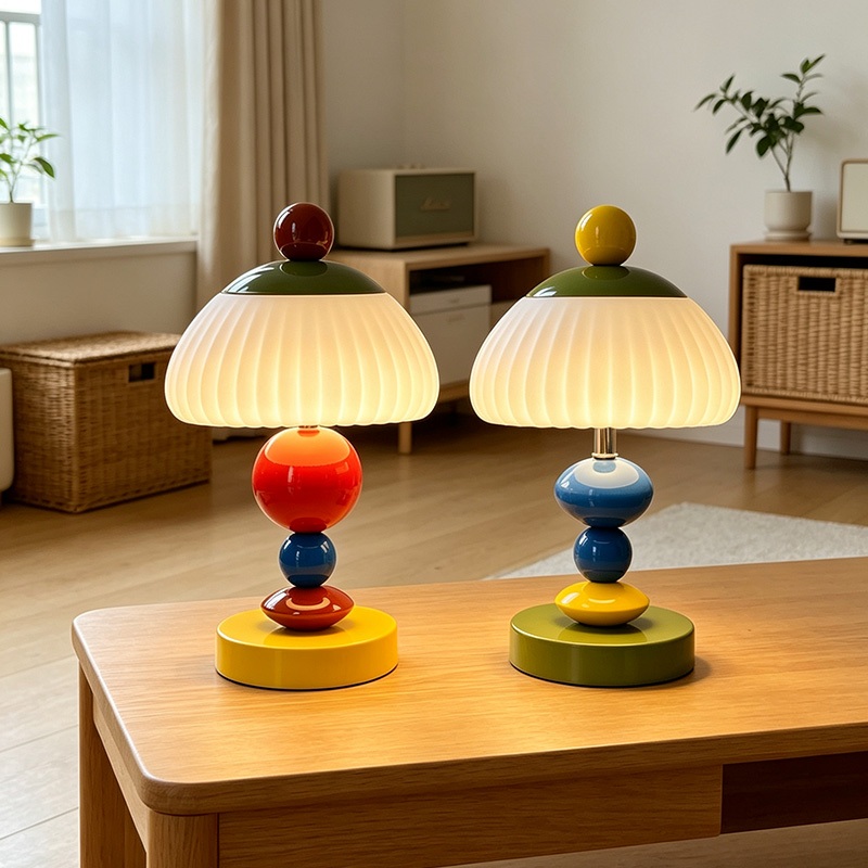 Aesthetic_Lamp โคมไฟตั้งโต๊ะสำหรับเด็กสีครีม โคมไฟข้างเตียง โคมไฟตั้งพื้นในห้องนอน ปรับแสงได้ 3 สี